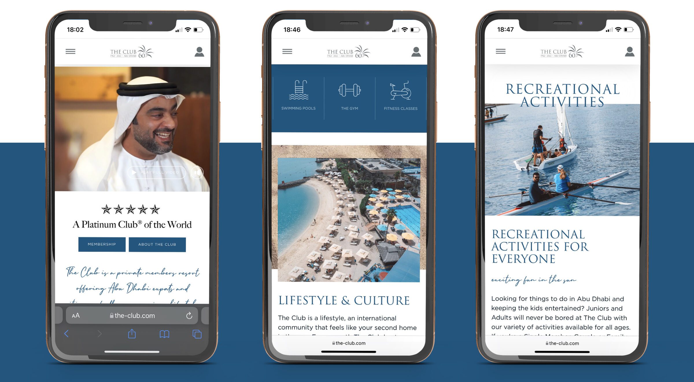 The Club website on mobile